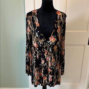 Free People Black Dress with Colorful Floral Design